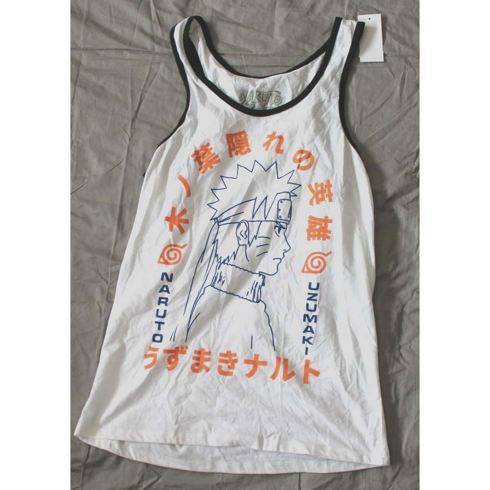 Naruto Shippuden Naruto Uzumaki tank top L for Men's white/orange/black Believe
